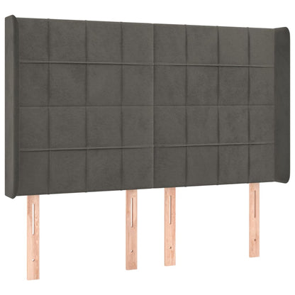 Hoofdbord Met Randen Fluweel 147 x 16 x 118/128 cm Donkergrijs