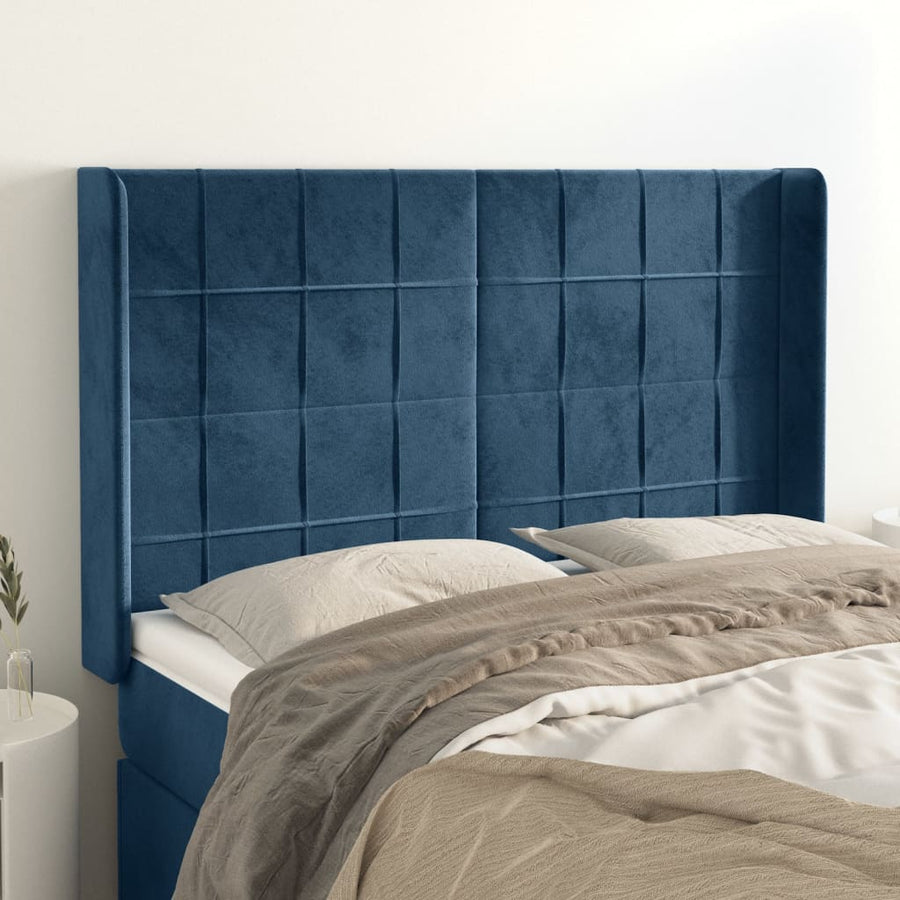 Hoofdbord Met Randen Fluweel 147 x 16 x 118/128 cm