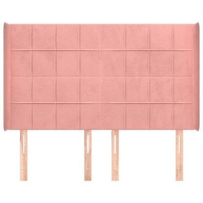 Hoofdbord Met Randen Fluweel 147 x 16 x 118/128 cm Roze