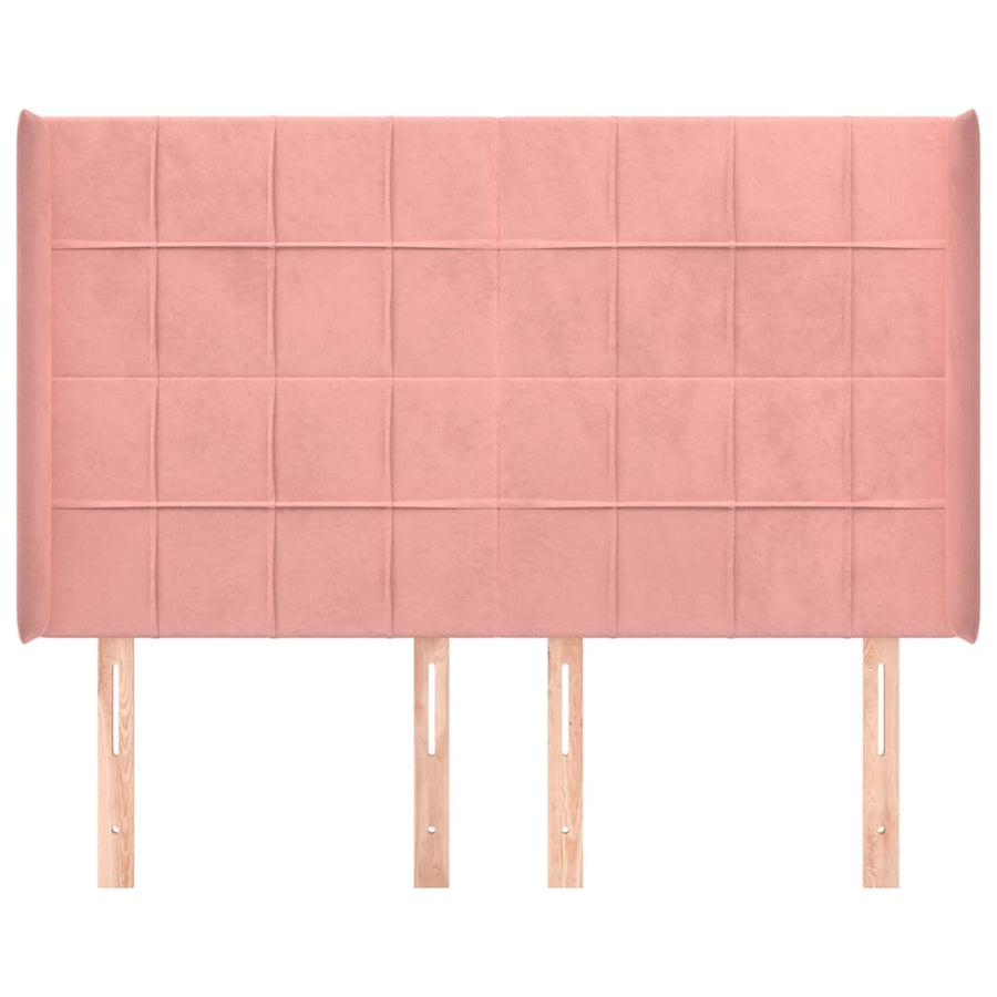 Hoofdbord Met Randen Fluweel 147 x 16 x 118/128 cm Roze