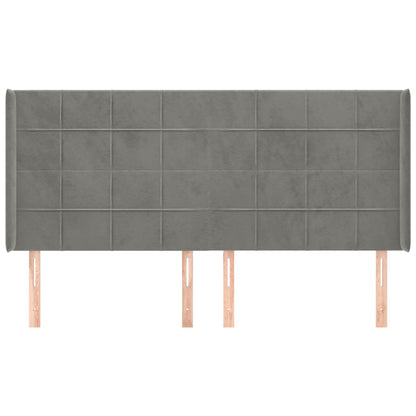 Hoofdbord Met Randen Fluweel 163 x 16 x 118/128 cm Lichtgrijs
