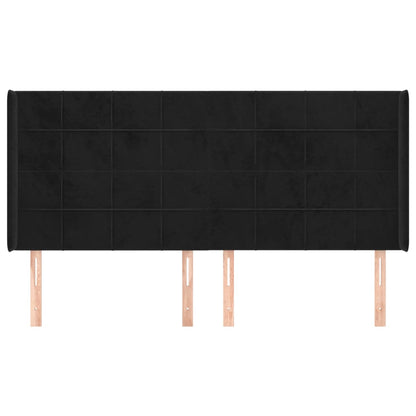 Hoofdbord Met Randen Fluweel 163 x 16 x 118/128 cm Zwart
