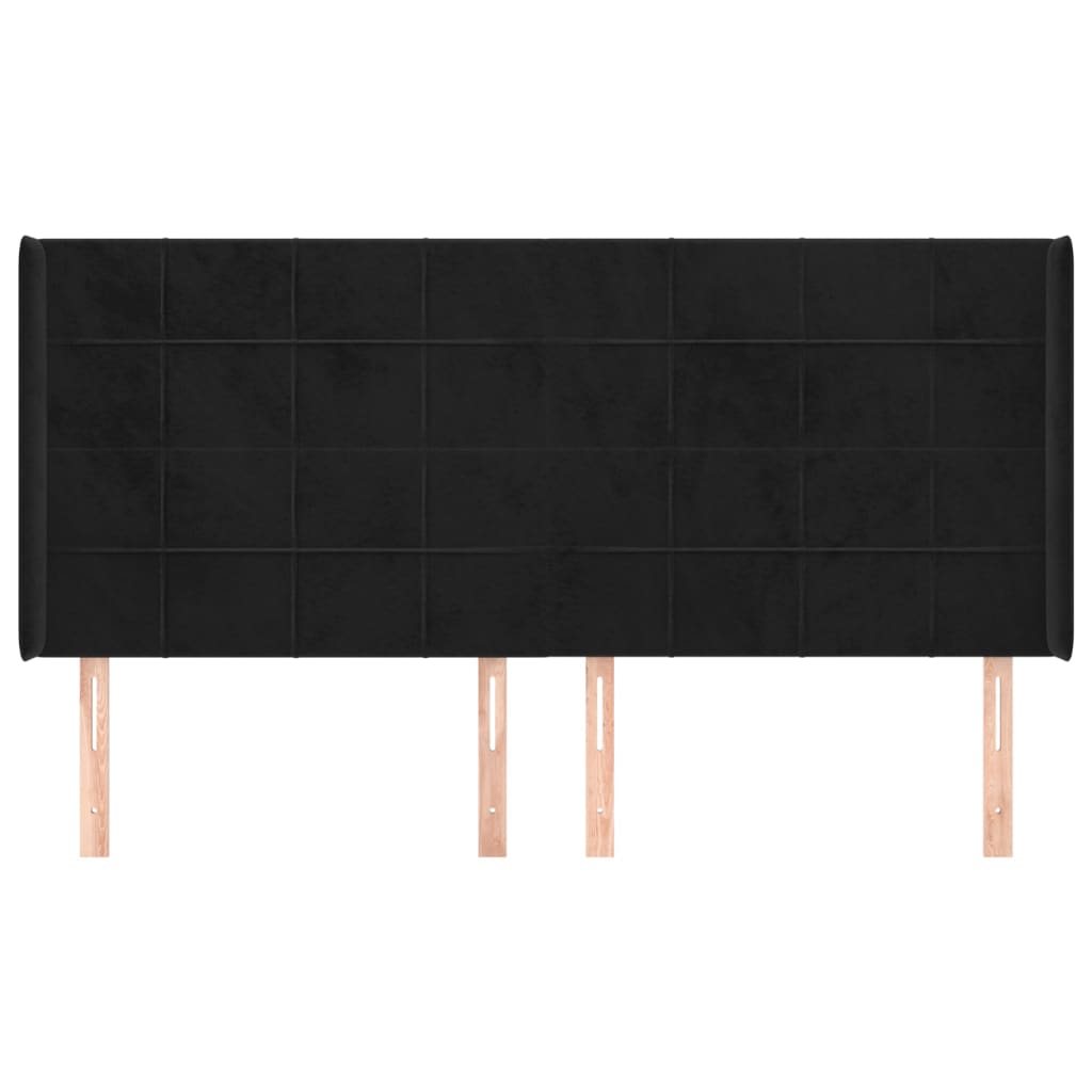 Hoofdbord Met Randen Fluweel 183 x 16 x 118/128 cm Zwart