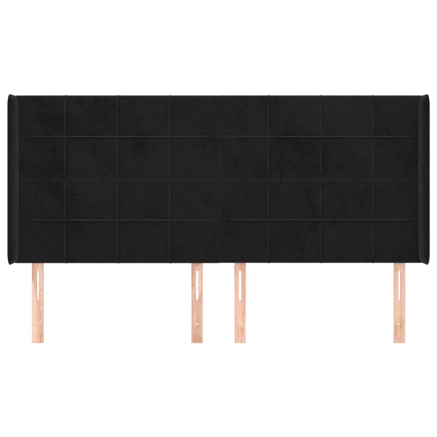 Hoofdbord Met Randen Fluweel 183 x 16 x 118/128 cm Zwart