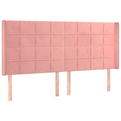 Hoofdbord met randen 183x16x118/128 cm fluweel roze 183 x 16 x 118/128 cm Roze