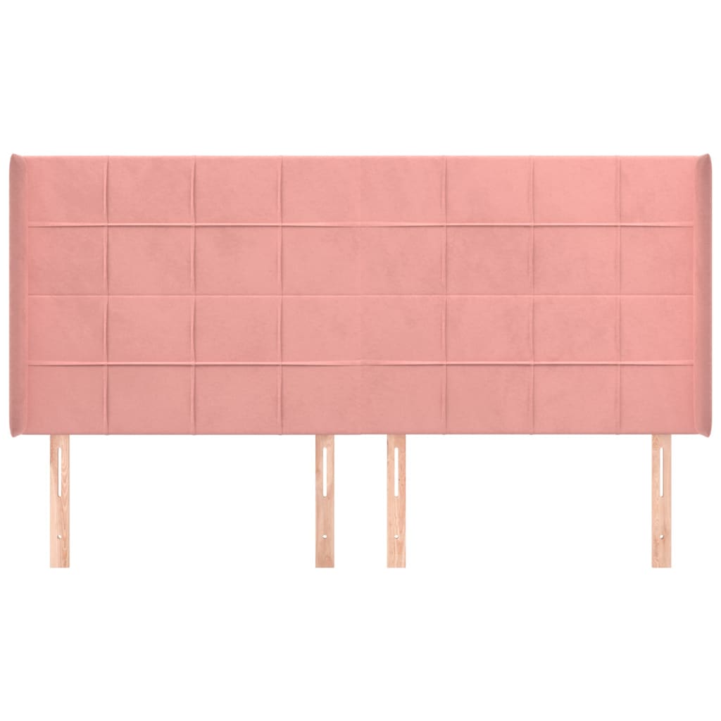 Hoofdbord met randen 183x16x118/128 cm fluweel roze 183 x 16 x 118/128 cm Roze