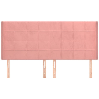 Hoofdbord met randen 183x16x118/128 cm fluweel roze 183 x 16 x 118/128 cm Roze
