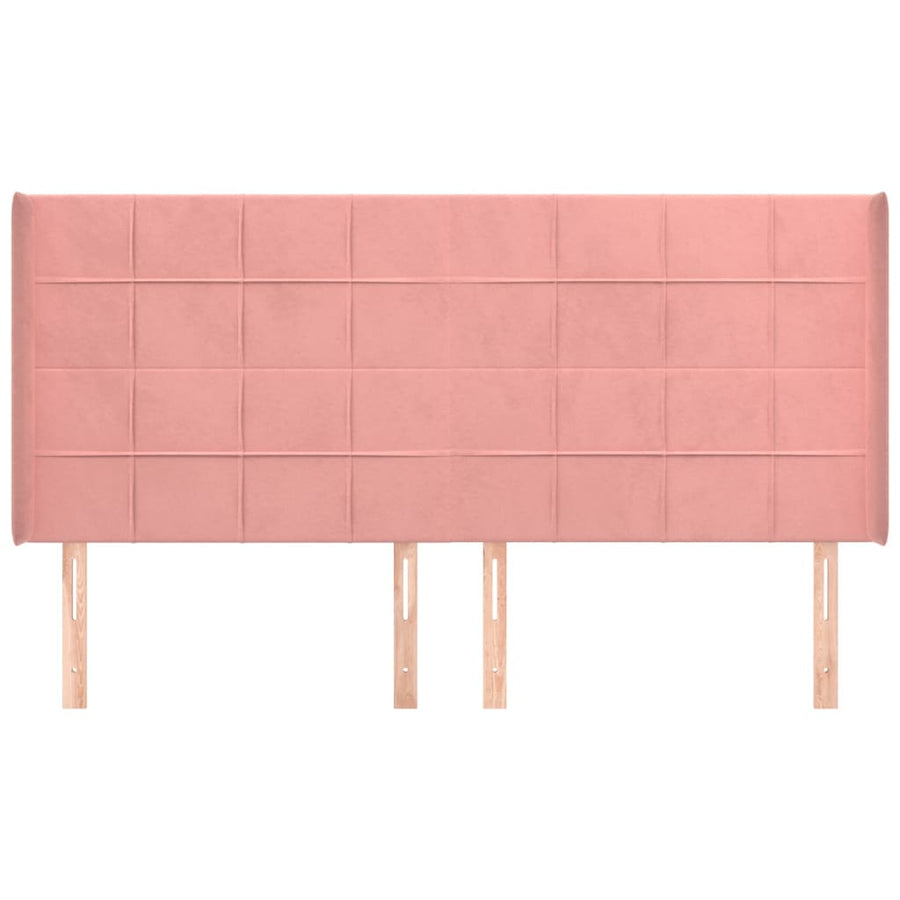 Hoofdbord met randen 183x16x118/128 cm fluweel roze 183 x 16 x 118/128 cm Roze