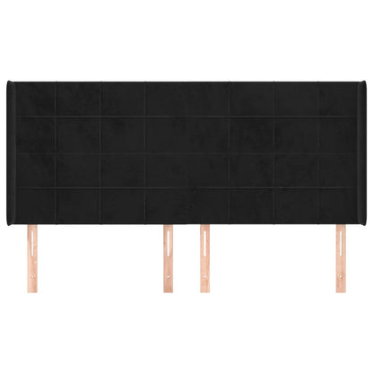 Hoofdbord Met Randen Fluweel 203 x 16 x 118/128 cm Zwart