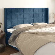 Hoofdbord fluweel 203x16x118/128 cm blauw