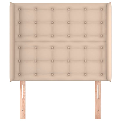 Hoofdbord met randen 83x16x118/128 cm kunstleer cappuccinokleur