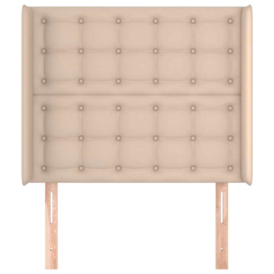 Hoofdbord met randen 83x16x118/128 cm kunstleer cappuccinokleur