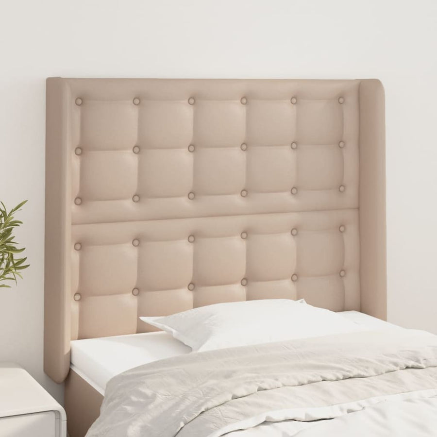 Hoofdbord met randen 83x16x118/128 cm kunstleer cappuccinokleur