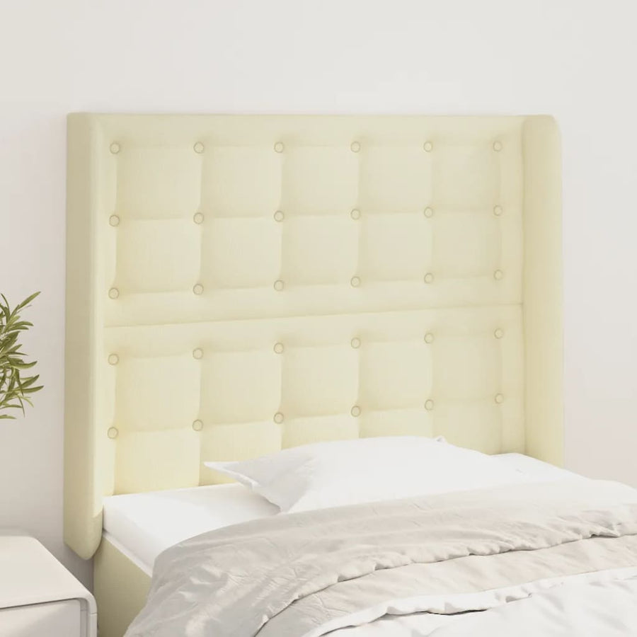 Hoofdbord Met Randen Kunstleer Kleurig 93 x 16 x 118/128 cm Crème