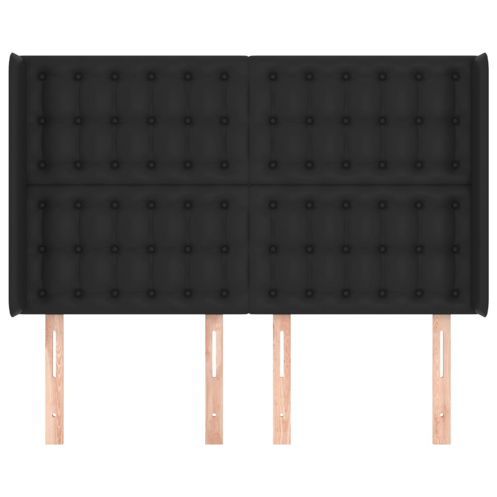 Hoofdbord Met Randen Kunstleer 147 x 16 x 118/128 cm Zwart