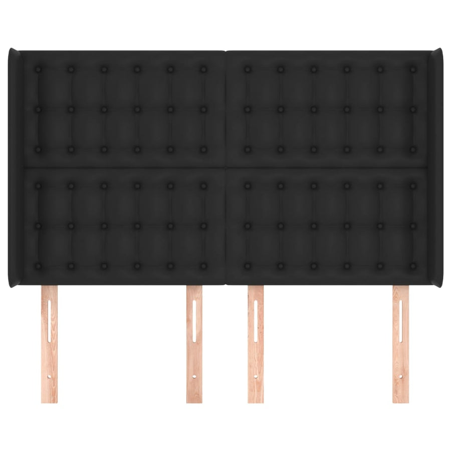 Hoofdbord Met Randen Kunstleer 147 x 16 x 118/128 cm Zwart