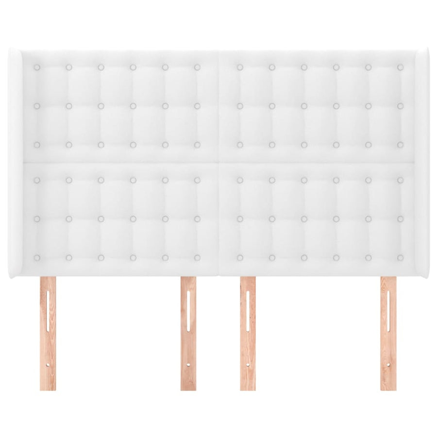 Hoofdbord Met Randen Kunstleer 147 x 16 x 118/128 cm Wit