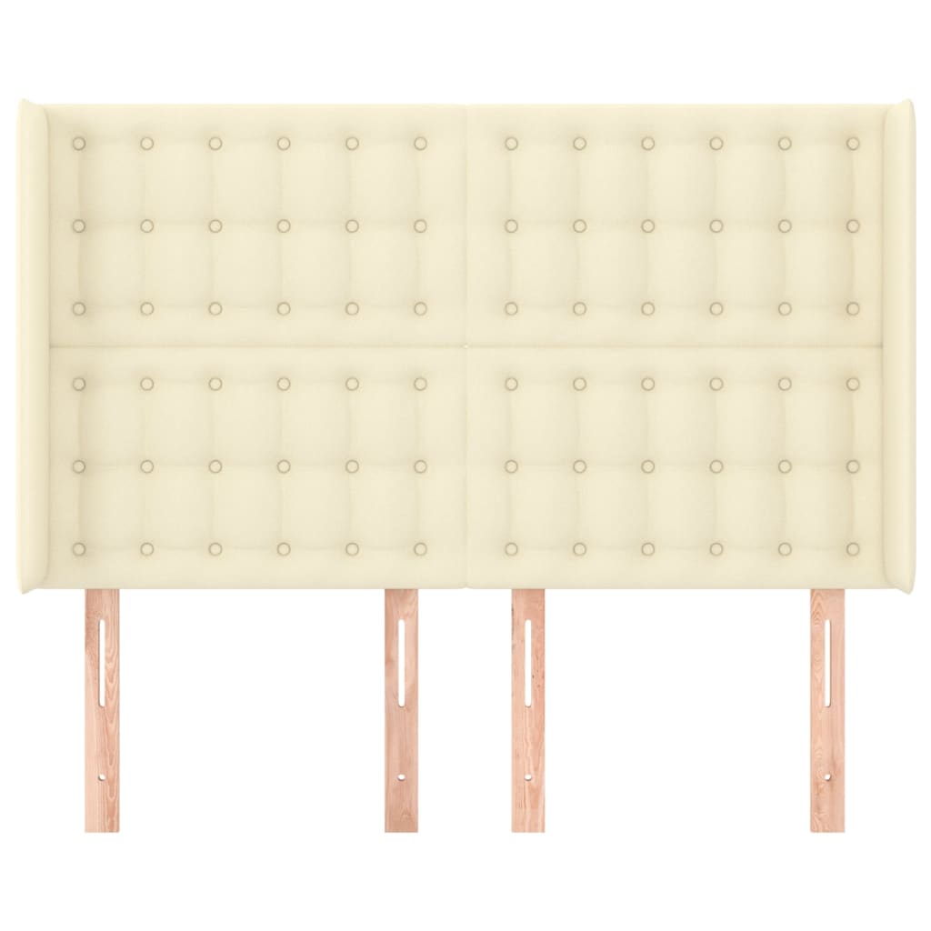 Hoofdbord Met Randen Kunstleer Kleurig 147 x 16 x 118/128 cm Crème