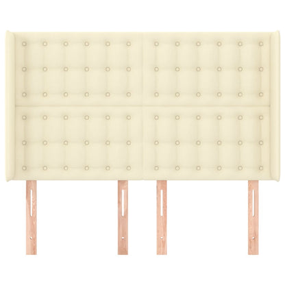 Hoofdbord Met Randen Kunstleer Kleurig 147 x 16 x 118/128 cm Crème