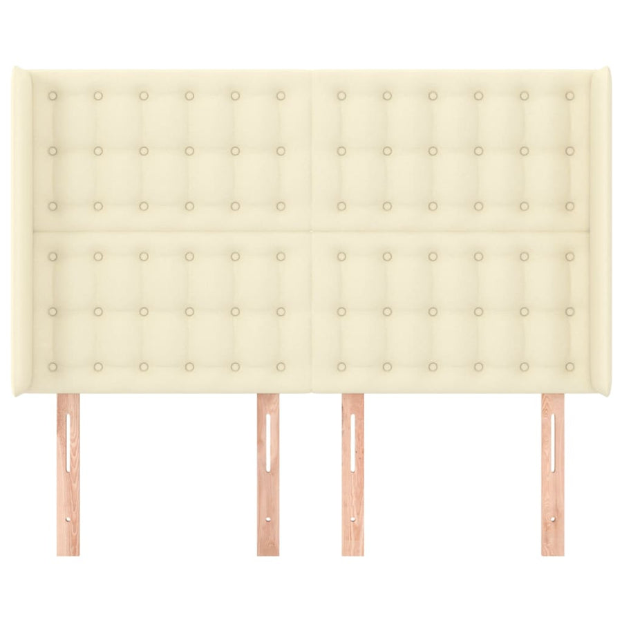 Hoofdbord Met Randen Kunstleer Kleurig 147 x 16 x 118/128 cm Crème