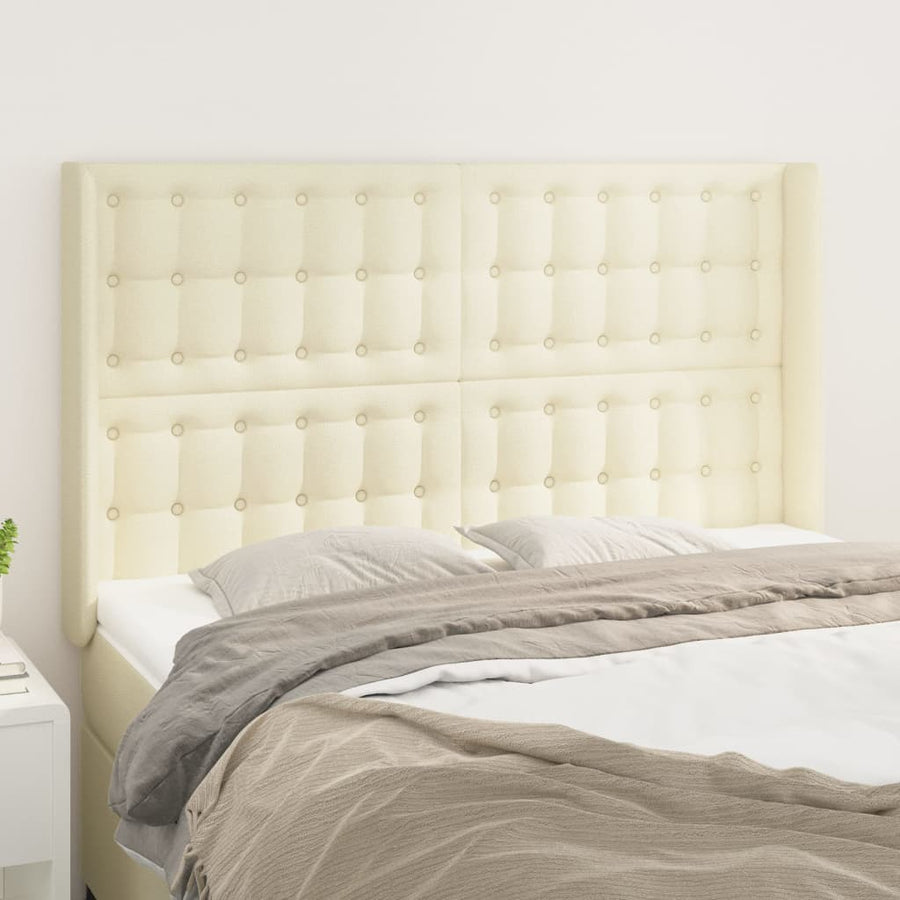 Hoofdbord Met Randen Kunstleer Kleurig 147 x 16 x 118/128 cm Crème