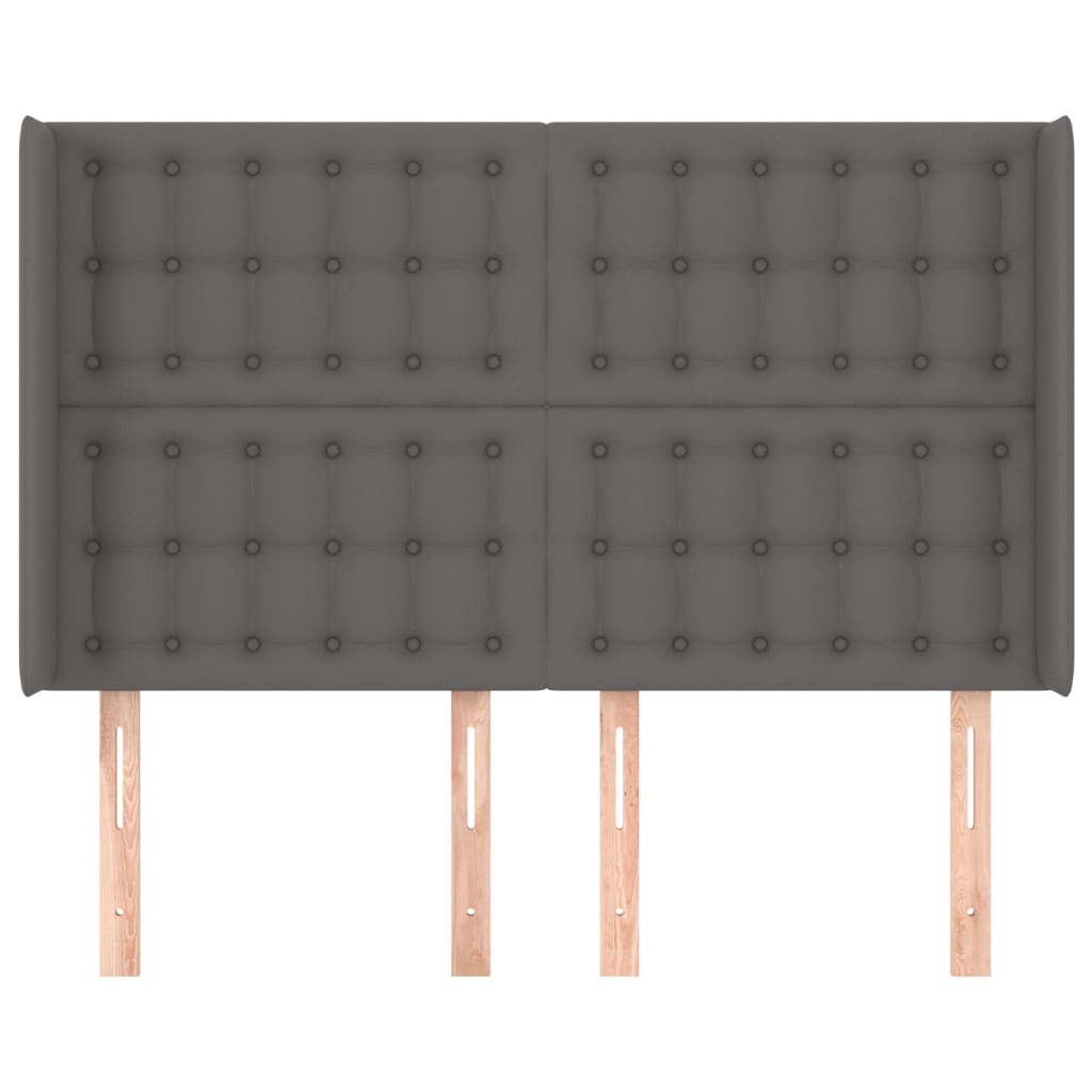 Hoofdbord Met Randen Kunstleer 147 x 16 x 118/128 cm Grijs
