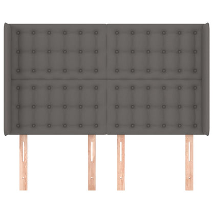 Hoofdbord Met Randen Kunstleer 147 x 16 x 118/128 cm Grijs