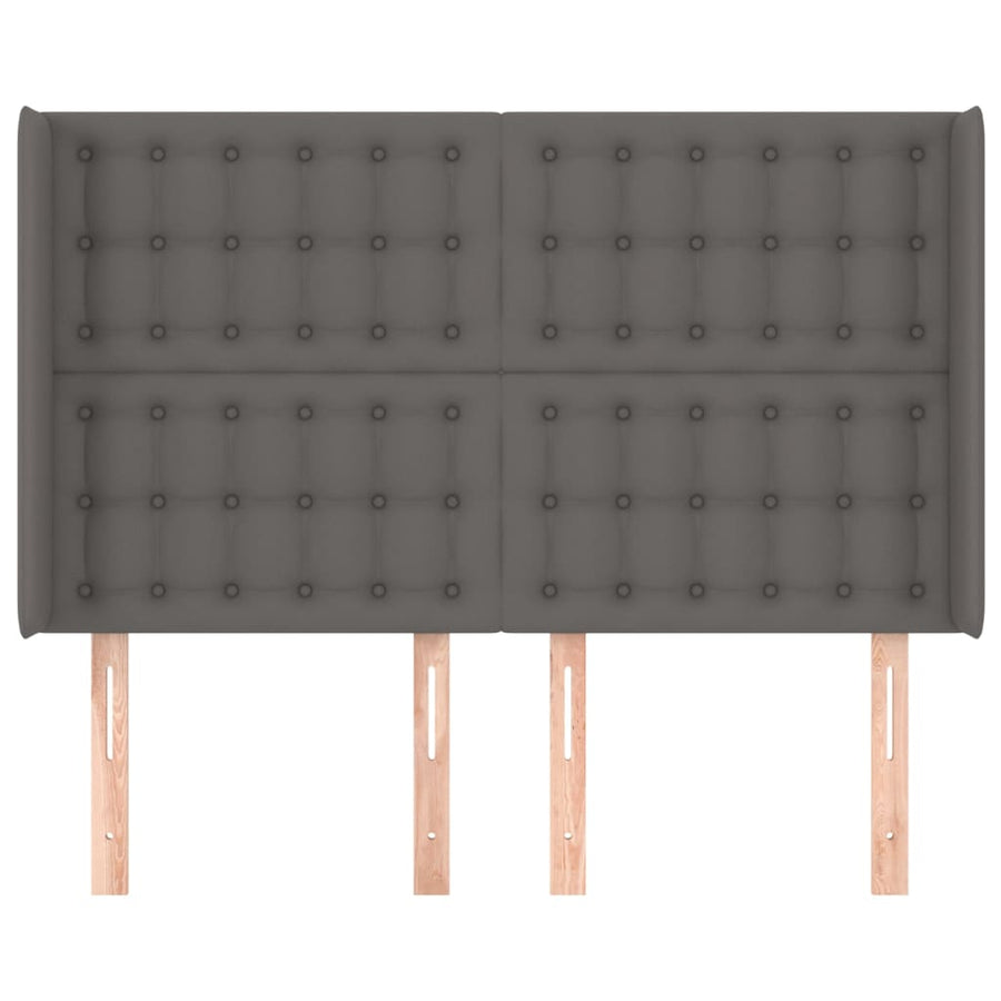 Hoofdbord Met Randen Kunstleer 147 x 16 x 118/128 cm Grijs