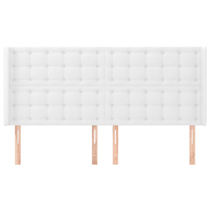 Hoofdbord Met Randen Kunstleer 163 x 16 x 118/128 cm Wit