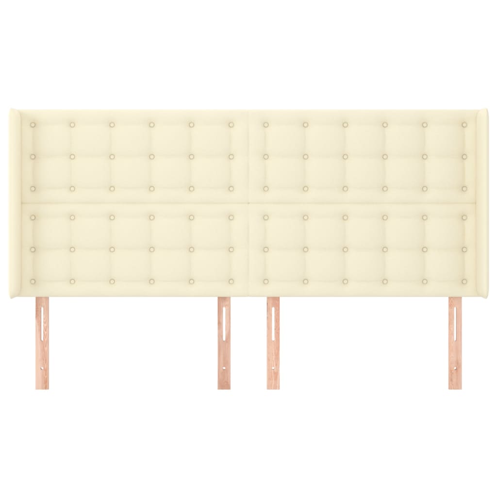 Hoofdbord Met Randen Kunstleer Kleurig 163 x 16 x 118/128 cm Crème