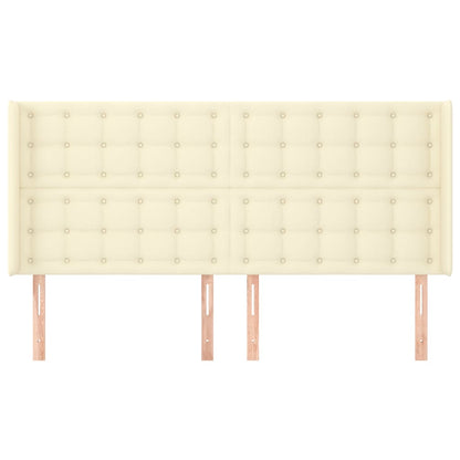 Hoofdbord Met Randen Kunstleer Kleurig 163 x 16 x 118/128 cm Crème