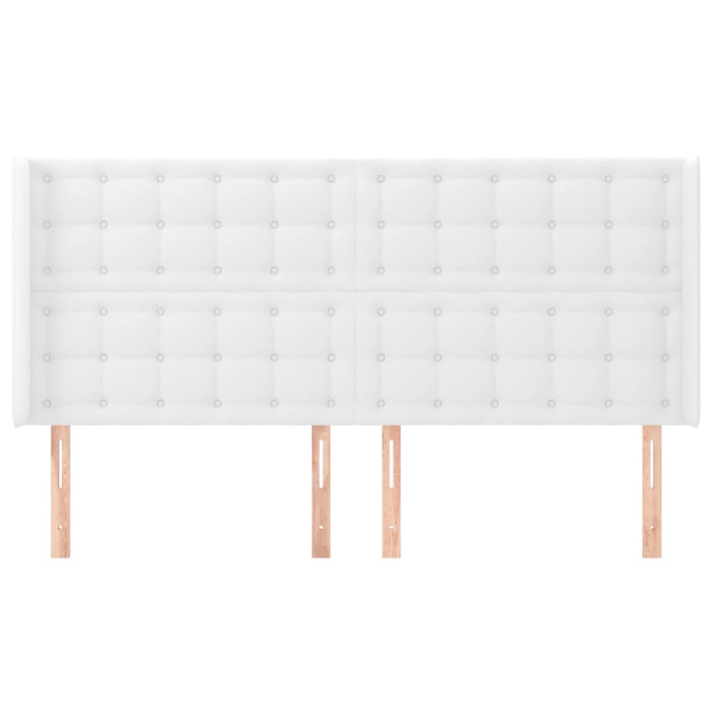 Hoofdbord Met Randen Kunstleer 183 x 16 x 118/128 cm Wit