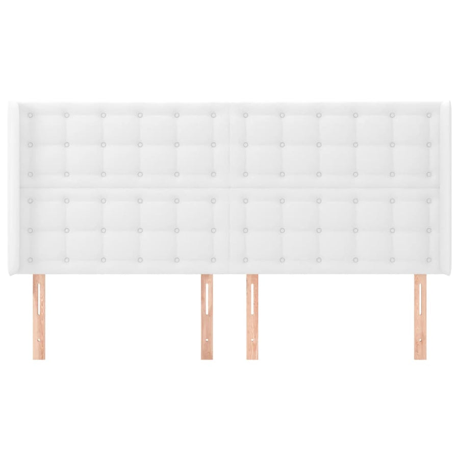 Hoofdbord Met Randen Kunstleer 183 x 16 x 118/128 cm Wit