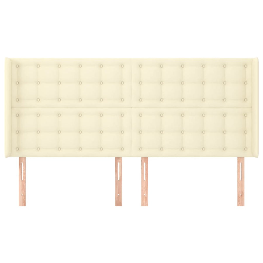 Hoofdbord Met Randen Kunstleer Kleurig 183 x 16 x 118/128 cm Crème