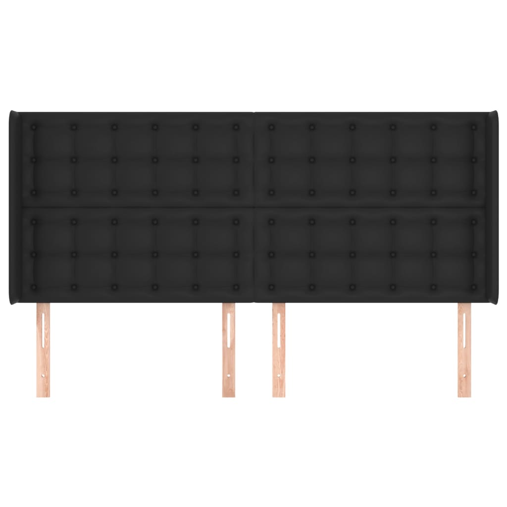 Hoofdbord Met Randen Kunstleer 203 x 16 x 118/128 cm Zwart