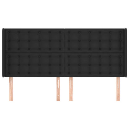 Hoofdbord Met Randen Kunstleer 203 x 16 x 118/128 cm Zwart