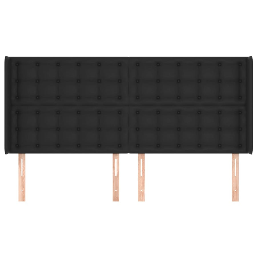 Hoofdbord Met Randen Kunstleer 203 x 16 x 118/128 cm Zwart