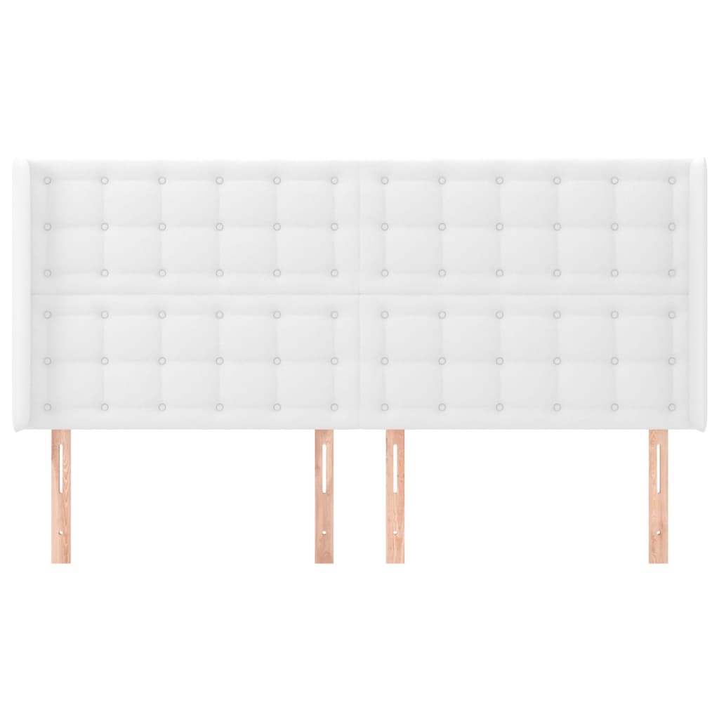 Hoofdbord Met Randen Kunstleer 203 x 16 x 118/128 cm Wit