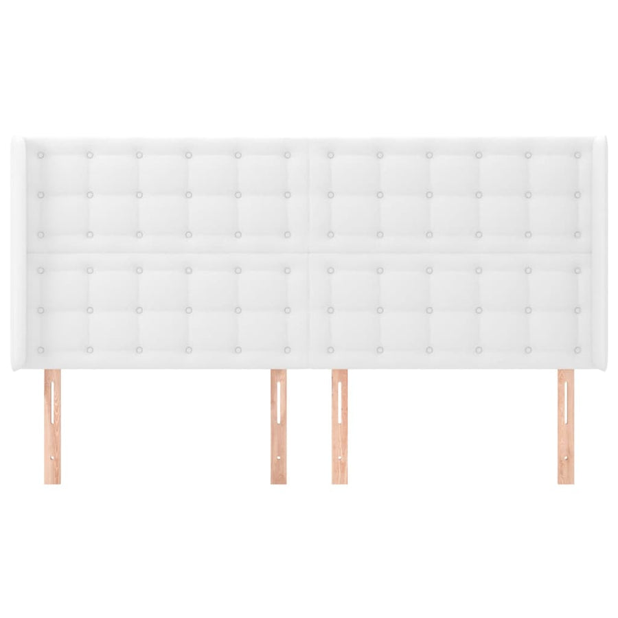 Hoofdbord Met Randen Kunstleer 203 x 16 x 118/128 cm Wit
