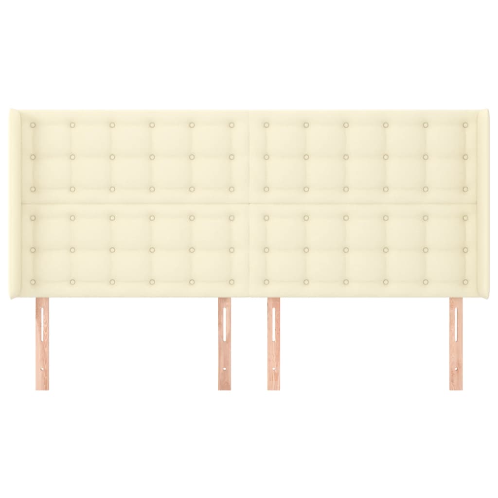 Hoofdbord Met Randen Kunstleer Kleurig 203 x 16 x 118/128 cm Crème