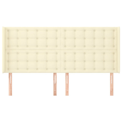 Hoofdbord Met Randen Kunstleer Kleurig 203 x 16 x 118/128 cm Crème