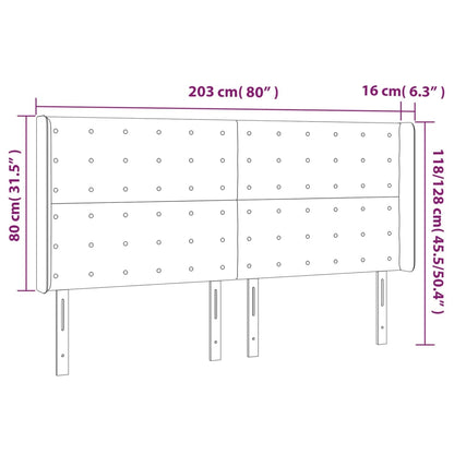 Hoofdbord Met Randen Kunstleer Kleurig 203 x 16 x 118/128 cm Crème