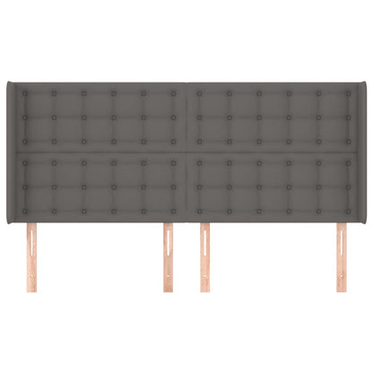 Hoofdbord Met Randen Kunstleer 203 x 16 x 118/128 cm Grijs