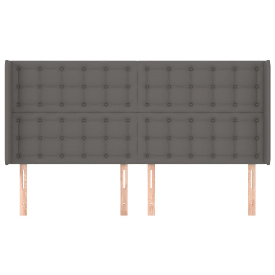 Hoofdbord Met Randen Kunstleer 203 x 16 x 118/128 cm Grijs