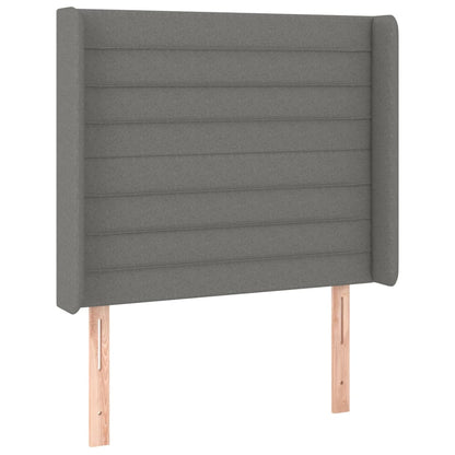 Hoofdbord met randen 83x16x118/128 cm stof donkergrijs 83 x 16 x 118/128 cm Donkergrijs
