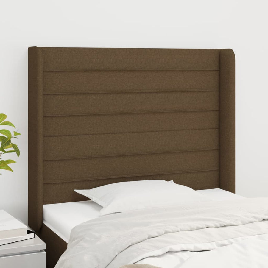 Hoofdbord Met Randen 83X16X78/88 Cm Stof Donkerbruin