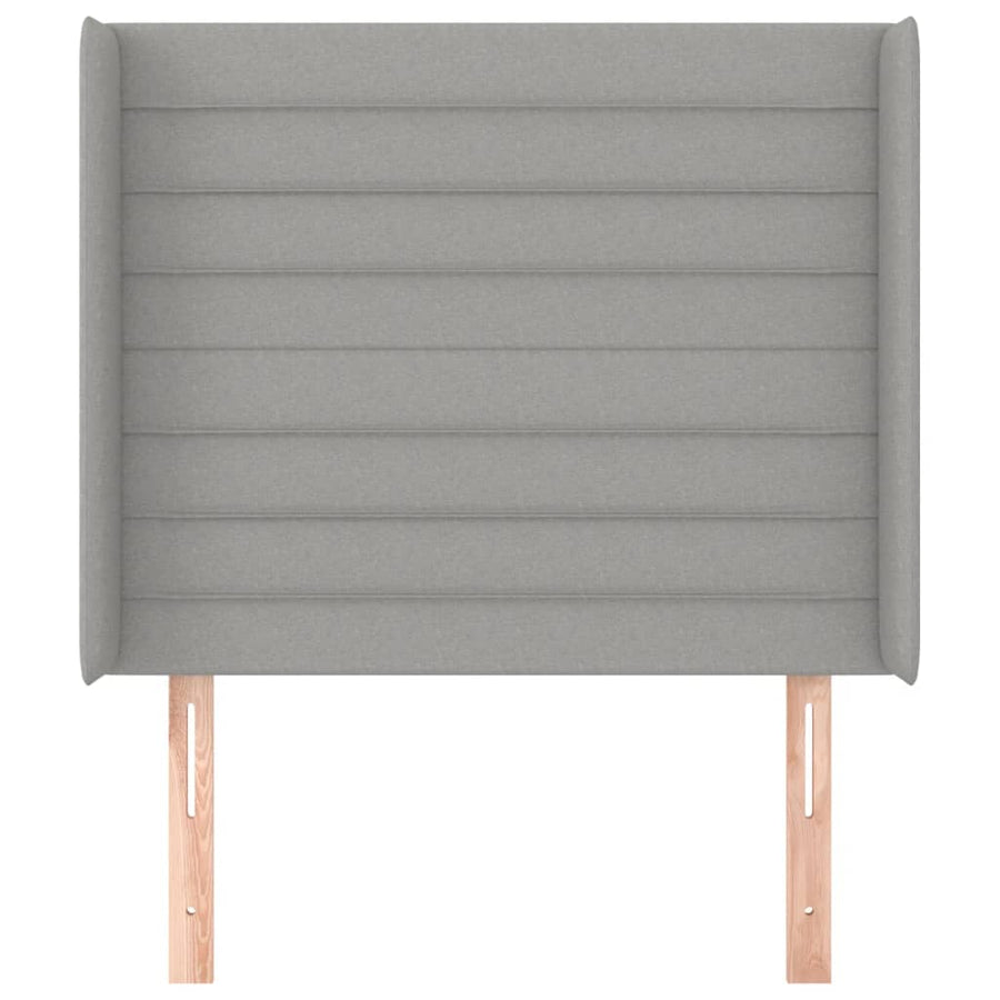 Hoofdbord met randen 93x16x118/128 cm stof lichtgrijs 93 x 16 x 118/128 cm Lichtgrijs