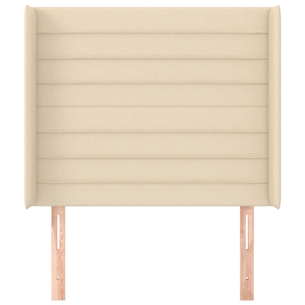 Hoofdbord met randen 93x16x118/128 cm stof crèmekleurig 93 x 16 x 118/128 cm Crème