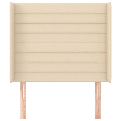 Hoofdbord met randen 93x16x118/128 cm stof crèmekleurig 93 x 16 x 118/128 cm Crème