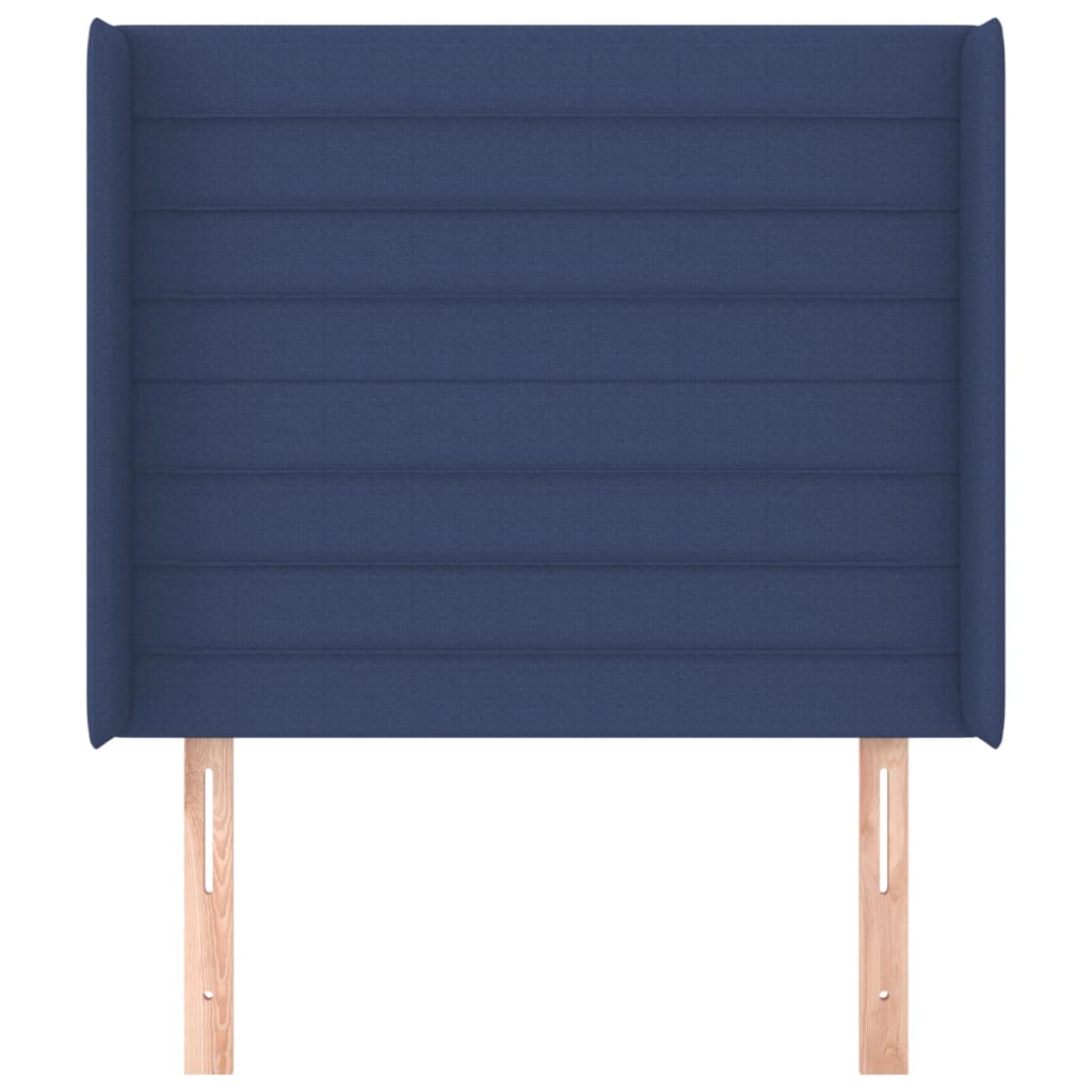 Hoofdbord met randen 93x16x118/128 cm stof blauw 93 x 16 x 118/128 cm Blauw
